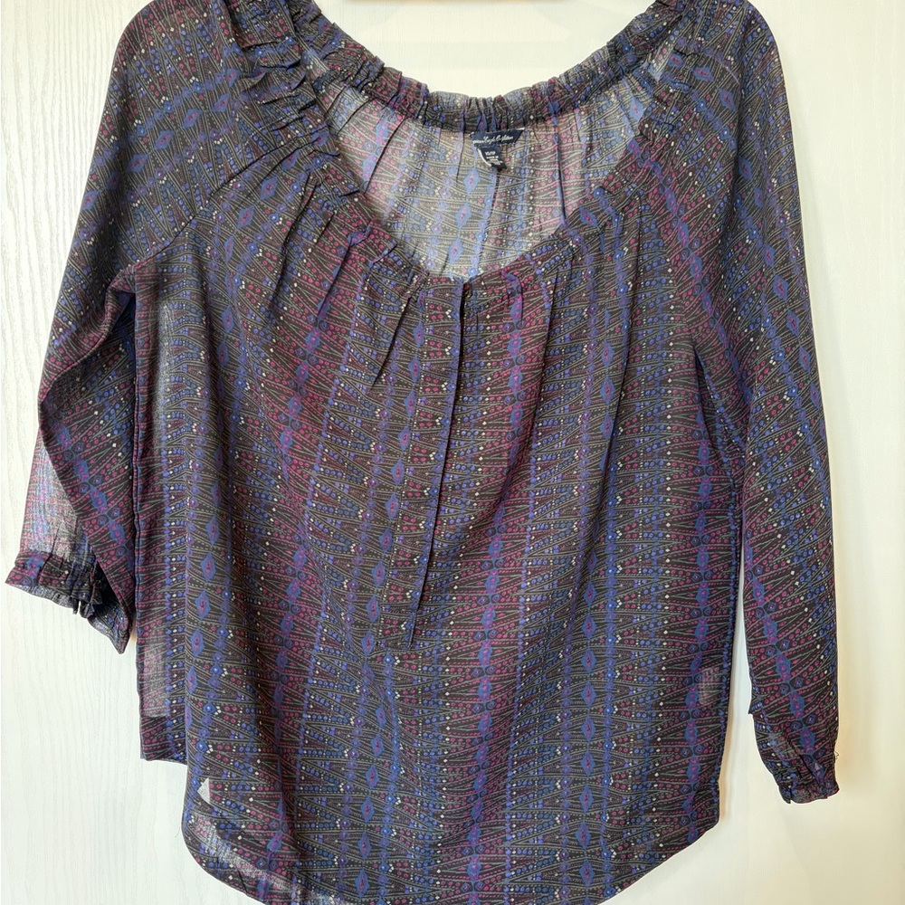 American Eagle Outfitters Purple Multi Boho Peasant Blouse